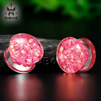 Kubooz piercing transparent acrylic saddle ear plugs and tunnel body jewelry gauges 10mm earrings expander pair selling 00g