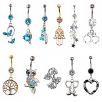 Shellhard Sexy Dangle Belly Bars Belly Button Rings Fashion Surgical Steel Rhinestone Body Jewelry Navel Piercing Rings