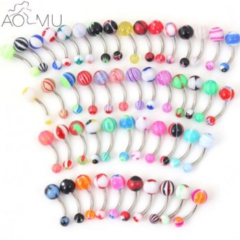 10 pcs/lot Piercing Navel Surgical Steel Single Crystal Rhinestone Belly Button Rings Navel Piercing Ombligo 5/8mm Ball Nombril