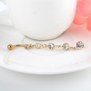 New Stainless Steel Zircon Drop Body Piercing Dangle Navel Belly Button Bar Barbell Rings Free shipping