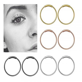 TIANCIFBYJS Steel Hinged Clicker Seamless Piercing Nose Ring Hoop Lip Ear Ring-6/8/10mm Body Jewelry Piercing Clip Gift 1pcs 22g