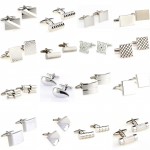 Hot Sale 18 Styles Silver Stainless Steel Metal Cufflink Cuff Link 1 Pair Free Shipping Biggest Promotion