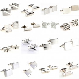 Hot Sale 18 Styles Silver Stainless Steel Metal Cufflink Cuff Link 1 Pair Free Shipping Biggest Promotion