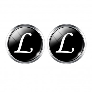 1 Pair Men Cuff Links Alphabet Single Letter A-M Black Bottom Silver Plated Wedding Party Vintage 16mm Men CuffLink
