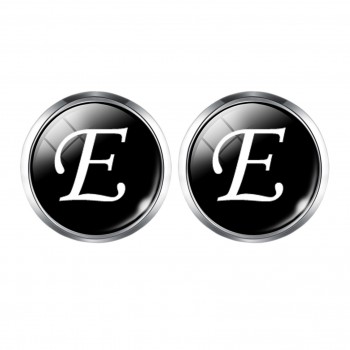 1 Pair Men Cuff Links Alphabet Single Letter A-M Black Bottom Silver Plated Wedding Party Vintage 16mm Men CuffLink