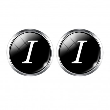 1 Pair Men Cuff Links Alphabet Single Letter A-M Black Bottom Silver Plated Wedding Party Vintage 16mm Men CuffLink