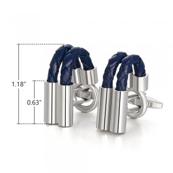 Kemstone Brown Black Blue Leather Chain Cufflinks For Wedding Groom Men Jewelry Gifts Wholesale