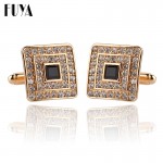 New trendy square geometric cufflinks buttons gifts Fashion silver golden rhinestone crystal twins cufflinks mens shirt jewelry