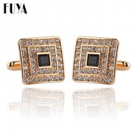 New trendy square geometric cufflinks buttons gifts Fashion silver golden rhinestone crystal twins cufflinks mens shirt jewelry