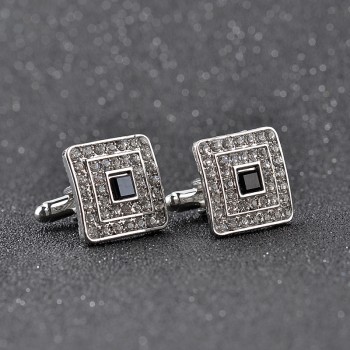 New trendy square geometric cufflinks buttons gifts Fashion silver golden rhinestone crystal twins cufflinks mens shirt jewelry