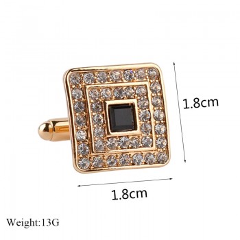 New trendy square geometric cufflinks buttons gifts Fashion silver golden rhinestone crystal twins cufflinks mens shirt jewelry