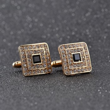 New trendy square geometric cufflinks buttons gifts Fashion silver golden rhinestone crystal twins cufflinks mens shirt jewelry
