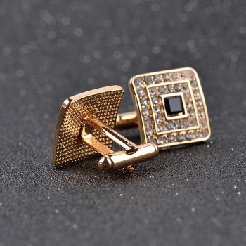 New trendy square geometric cufflinks buttons gifts Fashion silver golden rhinestone crystal twins cufflinks mens shirt jewelry