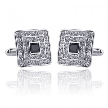 New trendy square geometric cufflinks buttons gifts Fashion silver golden rhinestone crystal twins cufflinks mens shirt jewelry