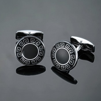 DY  Men French shirt Cufflinks  New high quality enamel gold silver round carving pattern retro pattern Cufflinks free shipping