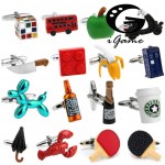 Factory Retail Novelty Cufflinks 18 Designs Option Police box/ Whiskey/ Coffee Cup/ Beer Cap/Cube/ Chaplin Design Cuff Links