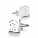 Personalized Mens Shirt Cufflinks Sliver Square Customized Cufflink Wedding Gifts for Groom Laser Engraved LOGO Gemelos Jewelry