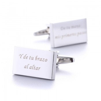 Personalized Mens Shirt Cufflinks Sliver Square Customized Cufflink Wedding Gifts for Groom Laser Engraved LOGO Gemelos Jewelry