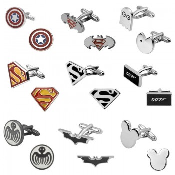 Eighteen kinds of design of film Superman super hero Batman Pacman 007 Cufflinks Mens Jewelry shirt cuff Cufflinks