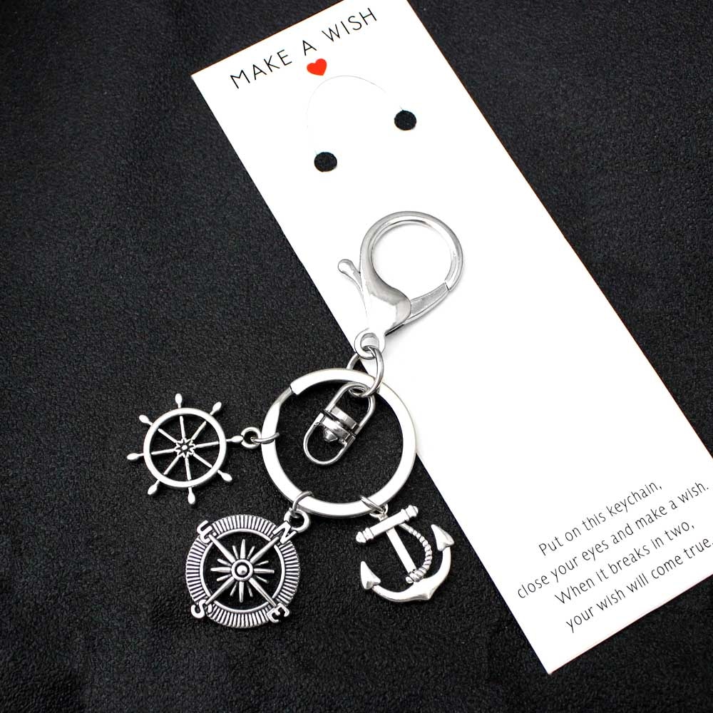 Rudder Compass Sailing Keychains Best Friends Key Chain Cowboy Cowgirls Boots Horseshoe Key Ring Women Men Unisex Jewelry Gift
