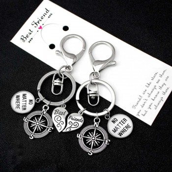 Rudder Compass Sailing Keychains Best Friends Key Chain Cowboy Cowgirls Boots Horseshoe Key Ring Women Men Unisex Jewelry Gift