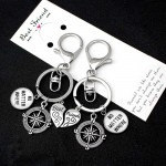 Best Friends Compass No Matter Where Keychains Wings Heart Love Hand Key Chain Lobster Clasp Key Ring Women Men Jewelry Gift