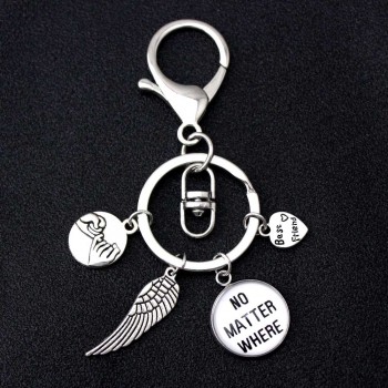 Best Friends Compass No Matter Where Keychains Wings Heart Love Hand Key Chain Lobster Clasp Key Ring Women Men Jewelry Gift