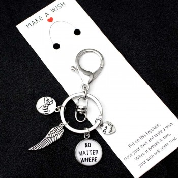 Best Friends Compass No Matter Where Keychains Wings Heart Love Hand Key Chain Lobster Clasp Key Ring Women Men Jewelry Gift