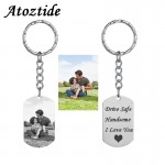Atoztide Customized Stainless Steel Heart Keychain Personalized Silver Color Dag Tag Key Chain Engraving Words Jewelry Gift