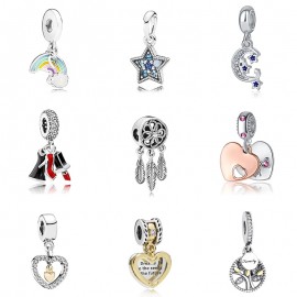 New Original Free Shipping 925 Sliver Bead Rose Gold Enamal Pendant Dangle Charm Fit Pandora Bracelet Necklace DIY Women Jewelry