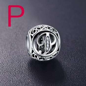 Dropshipping ANFASNI Real 925 Sterling Silver Vintage Clear Letter Bead Charms Fit Pandora Women Charm Bracelets Silver Jewelry