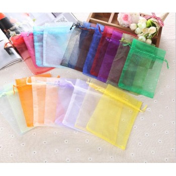50pcs Organza Sheer Gauze Element Jewelry Bags Packing Drawable Organza Bags Wedding Gift Bags Sachet Organza Christmas Gift Bag
