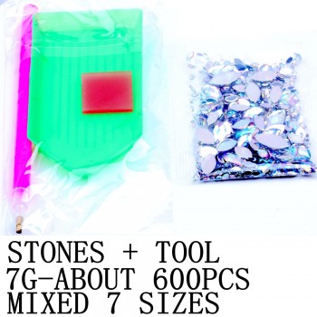 Mix 7 Size 600pcs Set Acrylic Crystal AB Marquise Earth Face Flat back Rhinestones Shiny Beads DIY Nail Art Jewelry Decoration