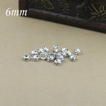 new 100pcs Silver Gold Crystal Rhinestone Rondelle Spacer Beads DIY 4mm 5mm 6mm 8mm 10mm
