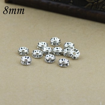 new 100pcs Silver Gold Crystal Rhinestone Rondelle Spacer Beads DIY 4mm 5mm 6mm 8mm 10mm