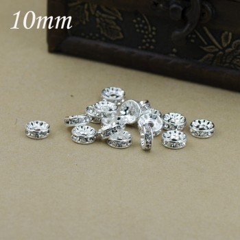 new 100pcs Silver Gold Crystal Rhinestone Rondelle Spacer Beads DIY 4mm 5mm 6mm 8mm 10mm