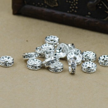 new 100pcs Silver Gold Crystal Rhinestone Rondelle Spacer Beads DIY 4mm 5mm 6mm 8mm 10mm