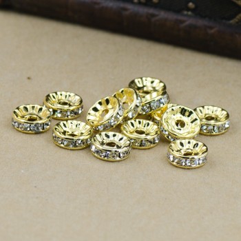 new 100pcs Silver Gold Crystal Rhinestone Rondelle Spacer Beads DIY 4mm 5mm 6mm 8mm 10mm