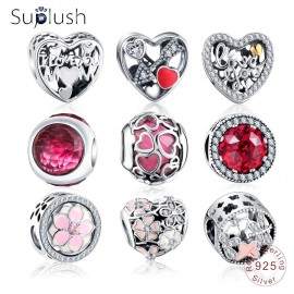 Dropshipping Suplush Bead Charm with Authentic 100% 925 Sterling Silver Fit Pandora Original Charms Bracelet Women Jewelry gift