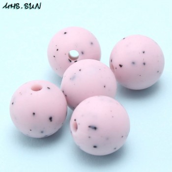 MHS.SUN Round Loose Silicone Beads for Teething Necklace Baby Jewelry For Chew Teether BPA Free Imitates Marble Food Grade Beads