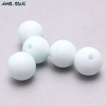 MHS.SUN Round Loose Silicone Beads for Teething Necklace Baby Jewelry For Chew Teether BPA Free Imitates Marble Food Grade Beads
