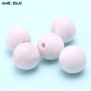 MHS.SUN Round Loose Silicone Beads for Teething Necklace Baby Jewelry For Chew Teether BPA Free Imitates Marble Food Grade Beads