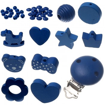 Various Styles 35pcs/Set Wooden Jewelry Spacer Beading Beads Handmade DIY Pacifier Clip Necklace Bracelet Wood Beads