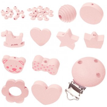 Various Styles 35pcs/Set Wooden Jewelry Spacer Beading Beads Handmade DIY Pacifier Clip Necklace Bracelet Wood Beads