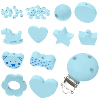 Various Styles 35pcs/Set Wooden Jewelry Spacer Beading Beads Handmade DIY Pacifier Clip Necklace Bracelet Wood Beads