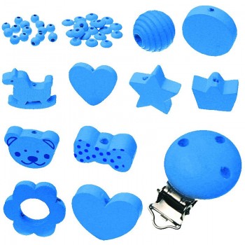Various Styles 35pcs/Set Wooden Jewelry Spacer Beading Beads Handmade DIY Pacifier Clip Necklace Bracelet Wood Beads