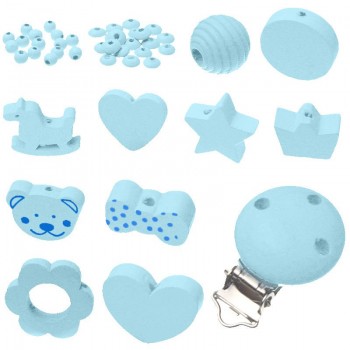 Various Styles 35pcs/Set Wooden Jewelry Spacer Beading Beads Handmade DIY Pacifier Clip Necklace Bracelet Wood Beads