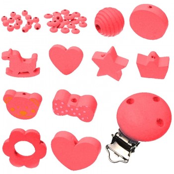 Various Styles 35pcs/Set Wooden Jewelry Spacer Beading Beads Handmade DIY Pacifier Clip Necklace Bracelet Wood Beads