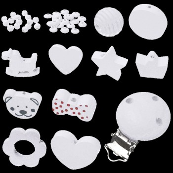 Various Styles 35pcs/Set Wooden Jewelry Spacer Beading Beads Handmade DIY Pacifier Clip Necklace Bracelet Wood Beads