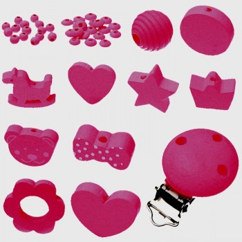 Various Styles 35pcs/Set Wooden Jewelry Spacer Beading Beads Handmade DIY Pacifier Clip Necklace Bracelet Wood Beads